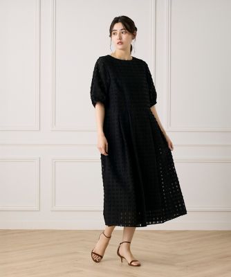 【大人気】SANDRO フローラルジャカード ミディワンピース SANDRO フローラルジャカード ミディワンピース ドレープ入り