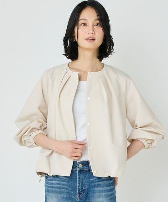 【SALE】7-IDconcept.(Women)/セブンアイディコンセプト 《大きいサイズ》サッカーストレッチブルゾン(7052144830) 42ベージュ コート・ジャケット【三越伊勢丹/公式】