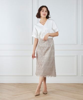 【LONSLAN】インナーレース セミタイトスカート LONSLAN】インナーレース セミタイトスカート