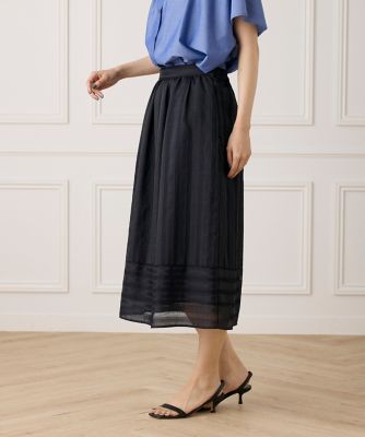 【SALE】7-IDconcept.(Women)/セブンアイディコンセプト カラミストライプ切り替えギャザースカート(7052152059) 60コン ロングスカート【三越伊勢丹/公式】