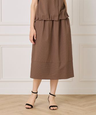 【SALE】7-IDconcept.(Women)/セブンアイディコンセプト サッカーチェック 切り替えギャザースカート(7052152072) 40チャイロ ひざ丈スカート【三越伊勢丹/公式】