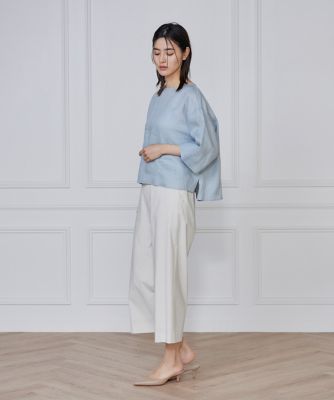 ニーナ 美品 45rpm リネン混 パンツ 45Rリネンダックの908ペグトップパンツ: WOMEN｜45R