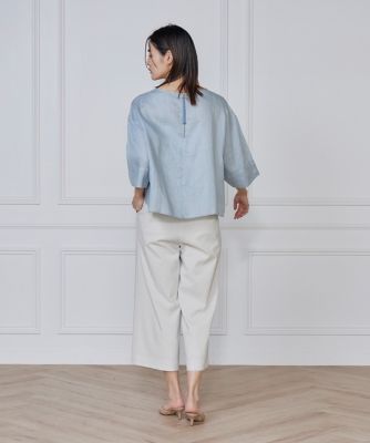 《大きいサイズ》リネン混ワイドクロップトパンツ（７０５２１６１８３３）