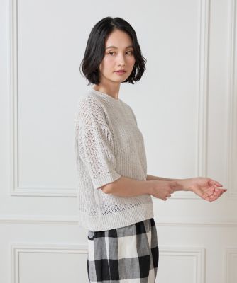 《大きいサイズ》ボックスシルエット透かし柄ニット（７０５２１７０８１０）