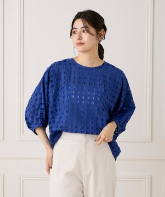 【SALE】7-IDconcept.(Women)/セブンアイディコンセプト ジャカードブラウス(7052182064) 61ブルー トップス【三越伊勢丹/公式】