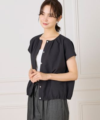 【SALE】7-IDconcept.(Women)/セブンアイディコンセプト サッカーチェック フレンチスリーブブラウス(7052182071) 10クロ トップス【三越伊勢丹/公式】