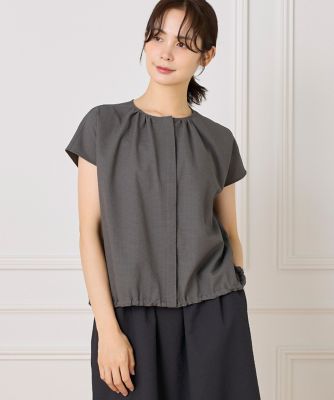 【SALE】7-IDconcept.(Women)/セブンアイディコンセプト サッカーチェック フレンチスリーブブラウス(7052182071) 13グレー トップス【三越伊勢丹/公式】