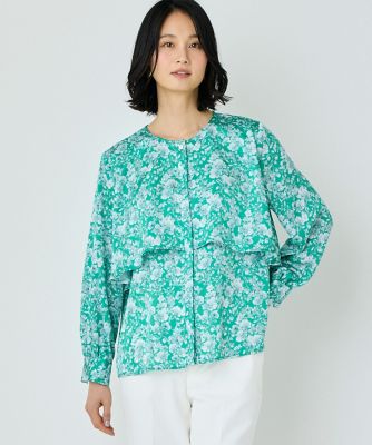 【SALE】7-IDconcept.(Women)/セブンアイディコンセプト 《大きいサイズ》ケープディテールブラウス(7052182838) 50グリーン トップス【三越伊勢丹/公式】