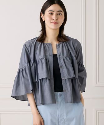 ＜7-IDconcept.(Women)＞《大きいサイズ》《ＷＥＢ限定カラー》ティアードフリルブラウス（７０５２１８２８６８）