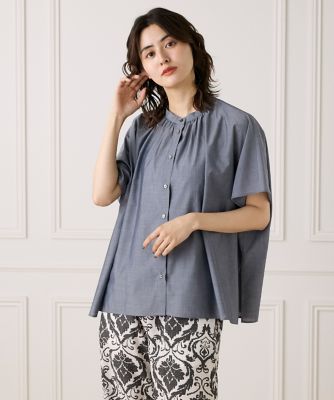 ＜7-IDconcept.(Women)＞　《大きいサイズ》《ＷＥＢ限定カラー》ポンチョ風バンドカラーブラウス（７０５２１８２８６９）