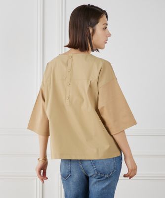 【SALE】7-IDconcept.(Women)/セブンアイディコンセプト 《大きいサイズ》布帛コンビネーションTシャツ(7052190824) 41キヤメル トップス【三越伊勢丹/公式】