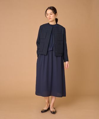 大きいサイズ》ツイードノーカラージャケット（7061141807