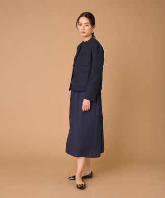 希少 UNDRY ツイード ノーカラーロングジャケット L セレモニー ゆったり 大きいサイズ》ツイードノーカラージャケット（7061141807