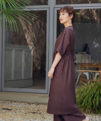 大きいサイズ》麻調ロングジレワンピース（7062121830） | 7