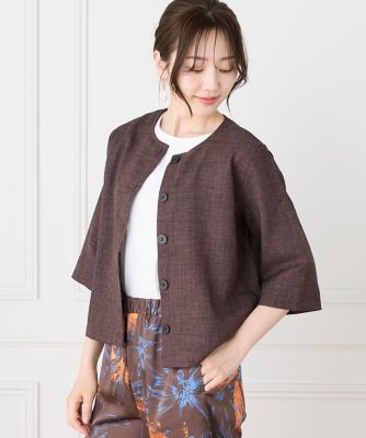 ヴィンテージ ビンテージ 総柄 カーディガン 羽織り 長袖 七分袖 アセテート 大きいサイズ》5分袖カーディガン《日本製》｜品よく羽織れる上質な