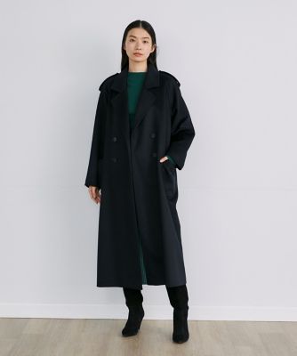 カシミヤ製 黒 ダブルブレスト コート ダブルブレストカシミヤコート《la veille by