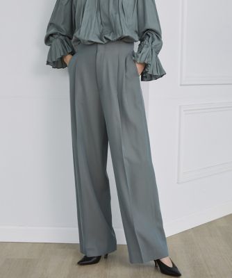 ＜la veille by SUPERIOR CLOSET (Women)＞微光沢ツイルワイドパンツ《ｌａ　ｖｅｉｌｌｅ　ｂｙ　ＳＵＰＥＲＩＯＲ　ＣＬＯＳＥＴ》（７１２０１６１９４１）