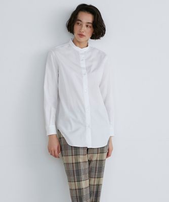 ＜INED L (Women/大きいサイズ)＞《大きいサイズ》　バンドカラーシャツ（７１２０１８１８０６）