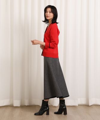 《大きいサイズ》ヘリンボーンフレアースカート（７１２３１５２８２４）