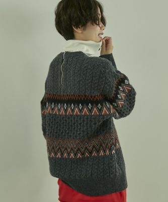 《ＳＵＰＥＲＩＯＲ　ＣＬＯＳＥＴ》ジャガードＭＩＸケーブルニット（７１２４１７０６４６）