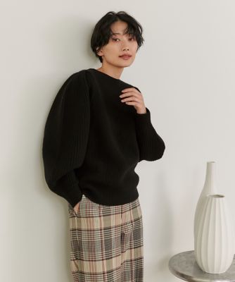 大きいサイズ》パフスリーブ畦編みニット（7124170849