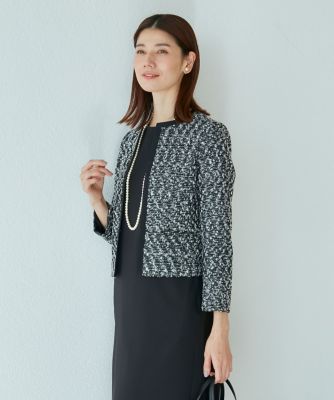 ＜INED L (Women/大きいサイズ)＞《大きいサイズ》ノーカラーツイードジャケット《ＲＯＢＥ　ＳＵＰＥＲＩＯＲ　ＣＬＯＳＥＴ》（７１３１１４１８０２）