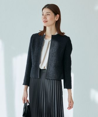 《大きいサイズ》ノーカラーツイードジャケット《ＲＯＢＥ　ＳＵＰＥＲＩＯＲ　ＣＬＯＳＥＴ》（７１３１１４１８０２）