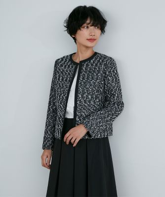 《大きいサイズ》ノーカラーツイードジャケット《ＲＯＢＥ　ＳＵＰＥＲＩＯＲ　ＣＬＯＳＥＴ》（７１３１１４１８０２）