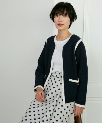 バイカラーニットジャケット（7131178003） | INED (Women