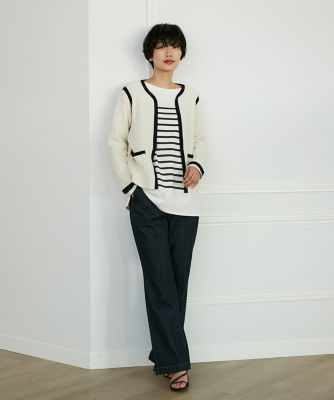 バイカラーニットジャケット（7131178003） | INED (Women