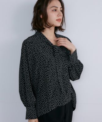 ＜INED L (Women/大きいサイズ)＞《大きいサイズ》ボウタイドットブラウス（７１３１１８２８３７）