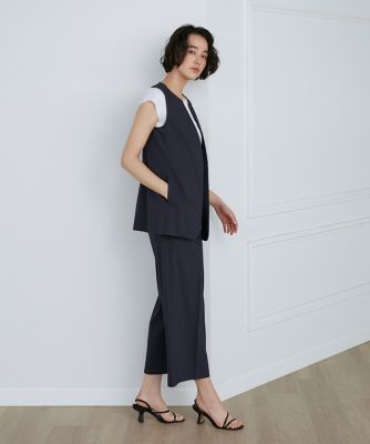 《リネンブレンド》キーネックジレ（７１３２１４１０３５）