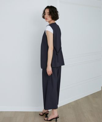 《大きいサイズ》キーネックジレ《リネンブレンド》（７１３２１４１８３５）