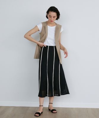 《大きいサイズ》キーネックジレ《リネンブレンド》（７１３２１４１８３５）
