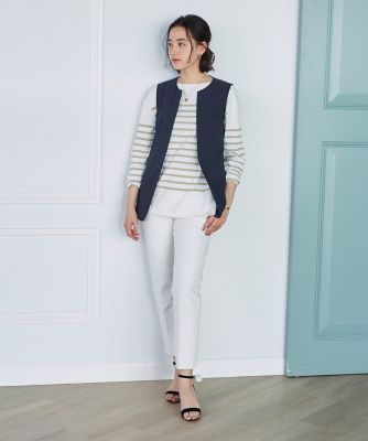 大きいサイズ》キーネックジレ《リネンブレンド 大きいサイズ》キーネックジレ《リネンブレンド