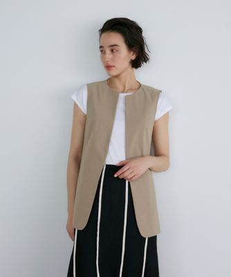 《大きいサイズ》キーネックジレ《リネンブレンド》（７１３２１４１８３５）
