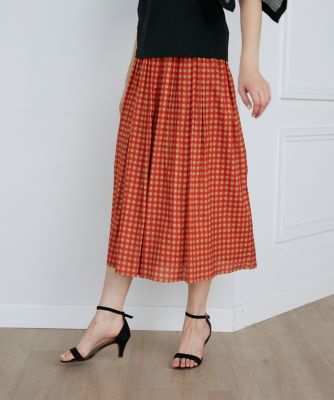 ＜INED L (Women/大きいサイズ)＞《大きいサイズ》ギンガムチェックサッカースカート（７１３２１５２８３１）