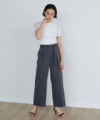 ＜INED L (Women/大きいサイズ)＞《大きいサイズ》デニムライクワイドパンツ（７１３２１６１８１７）