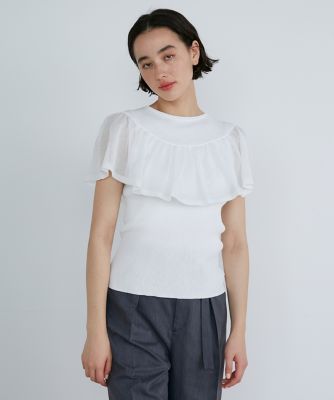 ＜Luftrobe (Women)＞《Ｌｕｆｔｒｏｂｅ》シアーフリルニット（７１３２１７０２２２）