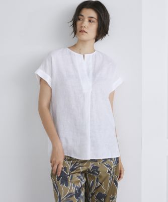 ＜INED (Women)＞スキッパーリネンブラウス（７１３２１８２００１）