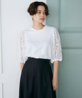 ＜INED (Women)＞レーススリーブカットソー（７１３２１９００２５）