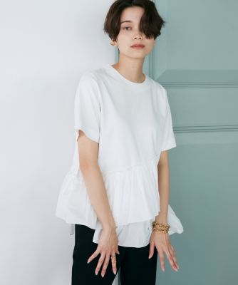 《大きいサイズ》ペプラムドッキングカットソー（７１３２１９０８３０）