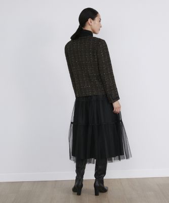 イネド　ツイードノーカラージャケット セール】ノーカラーツイードジャケット（ノーカラージャケット