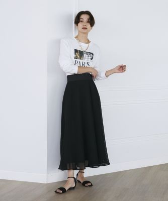 ＜Luftrobe (Women)＞《Ｌｕｆｔｒｏｂｅ》メッシュフレアスカート（７１３３１５２２２３）
