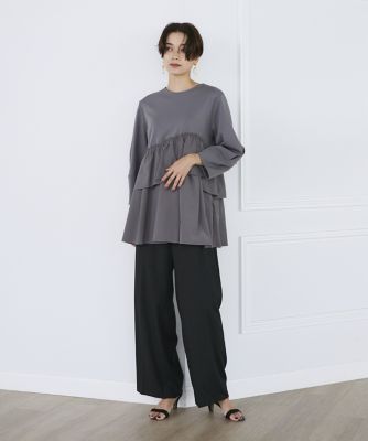 ＜INED L (Women/大きいサイズ)＞《大きいサイズ》ワンタックワイドパンツ（７１３３１６１８０１）
