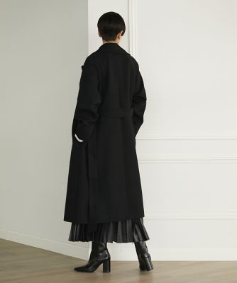 極美品 ☺︎ INED ウール ベルテッドコート 黒 サイズ7 大きいサイズ》ベルテッドラップコート《VERY12月号掲載