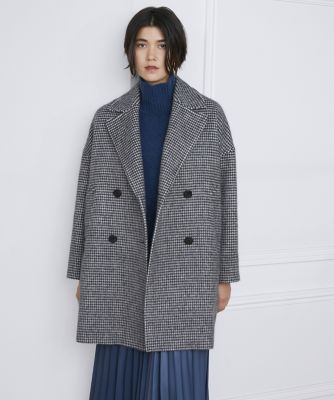 ＜INED L (Women/大きいサイズ)＞《大きいサイズ》千鳥柄Ｐコート（７１３４１１１８０９）