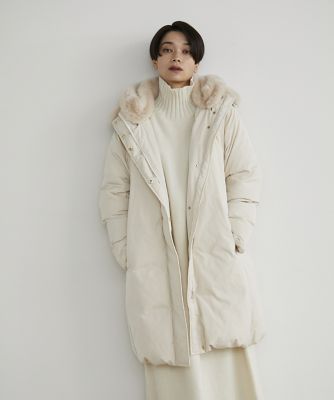 ＜INED L (Women/大きいサイズ)＞《大きいサイズ》エコファーフード２ＷＡＹダウン《Ｒｅ：ＤＯＷＮ》《ＶＥＲＹ１２月号掲載》（７１３４１４６８０２）