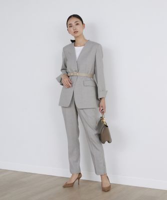 ＜INED L (Women/大きいサイズ)＞《大きいサイズ》ガンクラブスリットパンツ（７１３４１６１８２０）