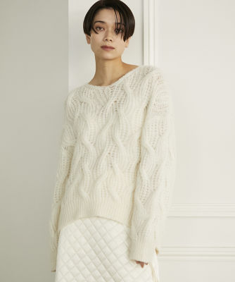 ＜INED (Women)＞アルパカ変形ケーブルニット（７１３４１７００５９）